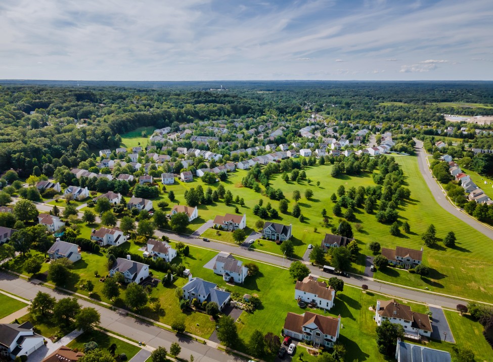 Aerial view of residential land